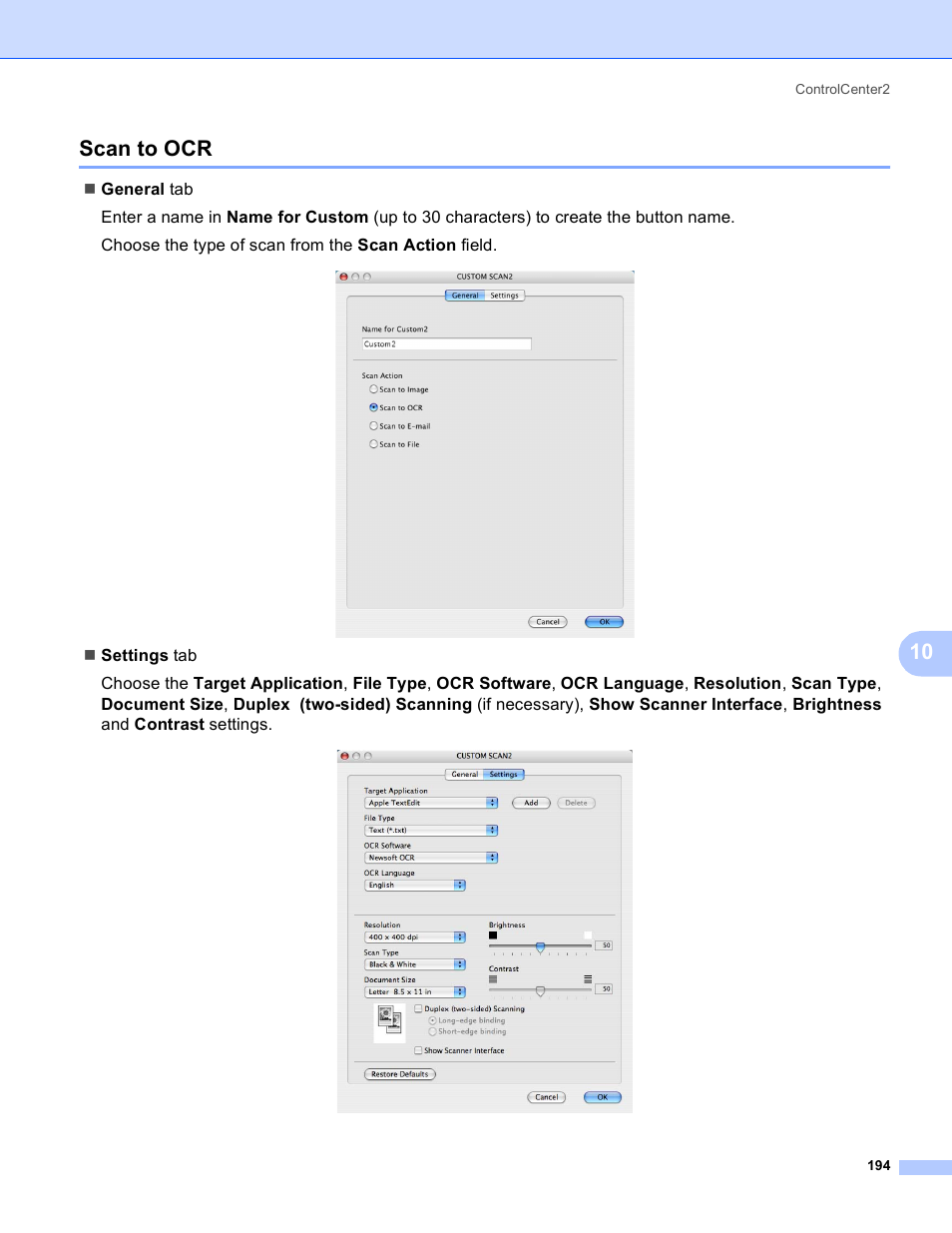 Scan to ocr, 10 scan to ocr | Brother DCP 9040CN User Manual | Page 202 / 225