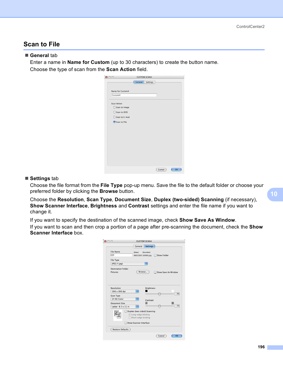 Scan to file, 10 scan to file | Brother DCP 9040CN User Manual | Page 204 / 225