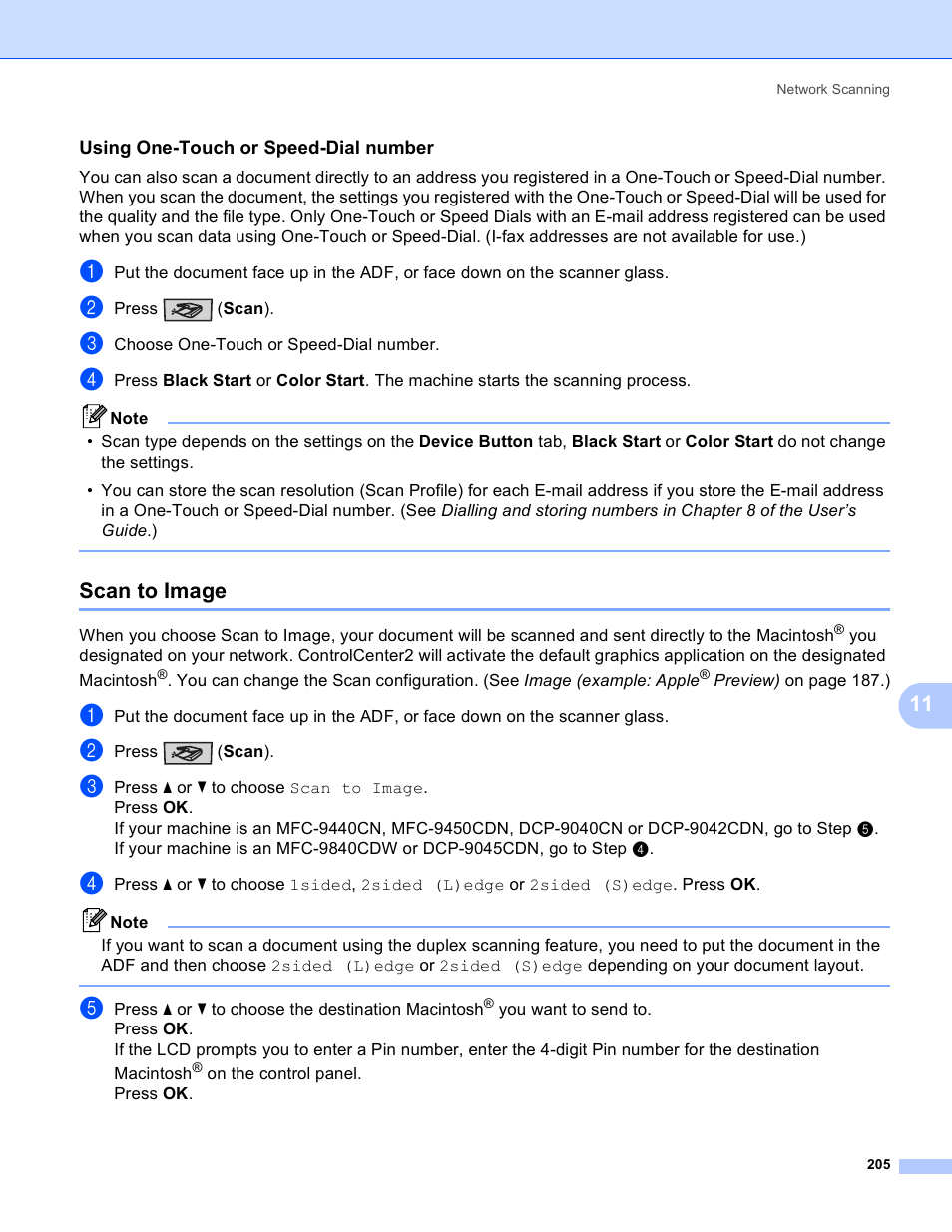 Using one-touch or speed-dial number, Scan to image | Brother DCP 9040CN User Manual | Page 213 / 225