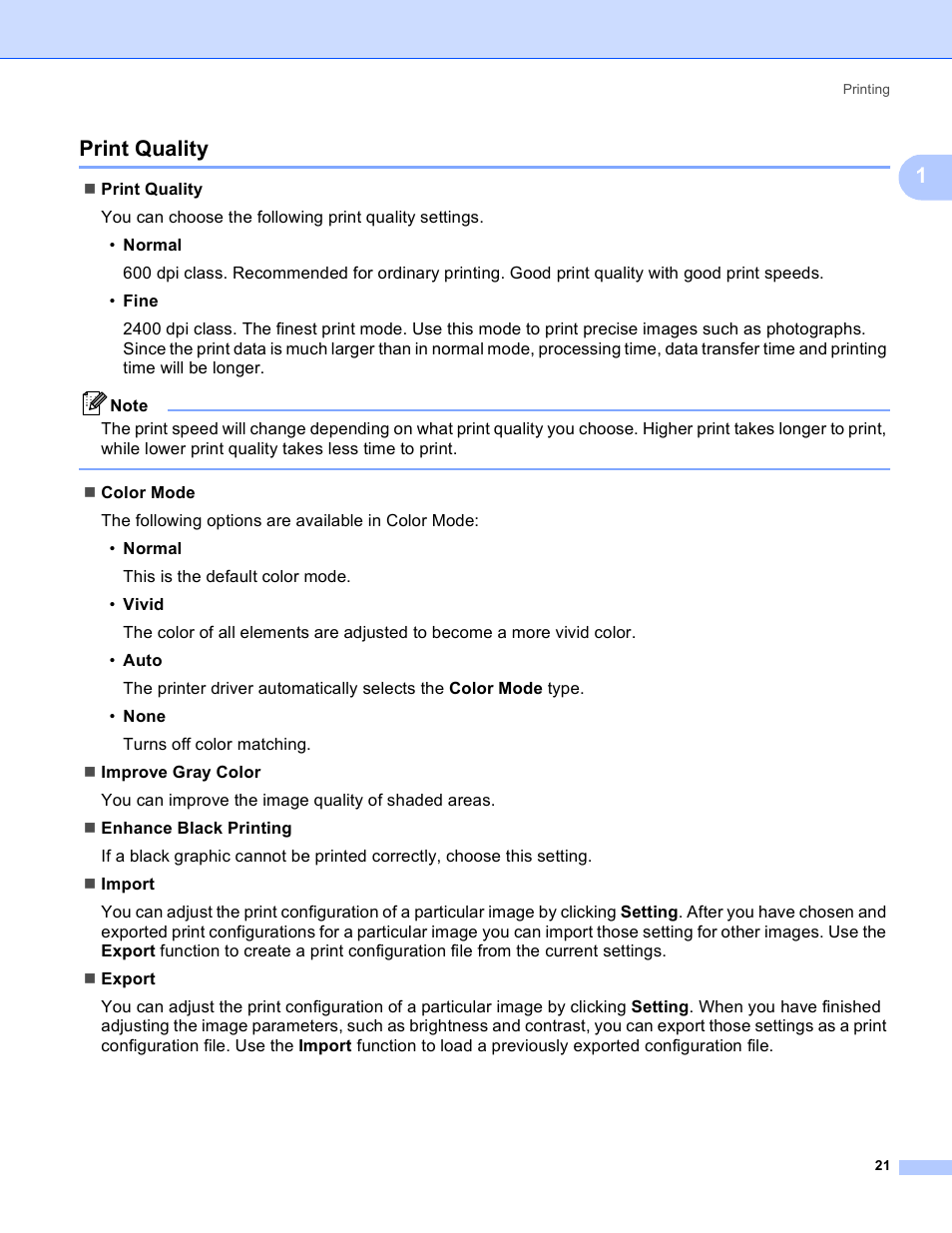 Print quality, 1print quality | Brother DCP 9040CN User Manual | Page 29 / 225