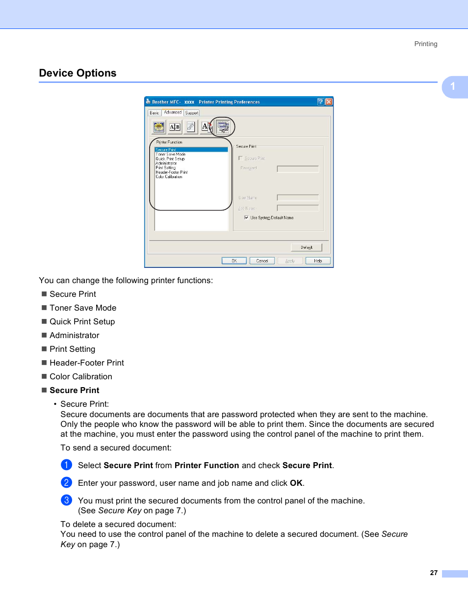 Device options, 1device options | Brother DCP 9040CN User Manual | Page 35 / 225