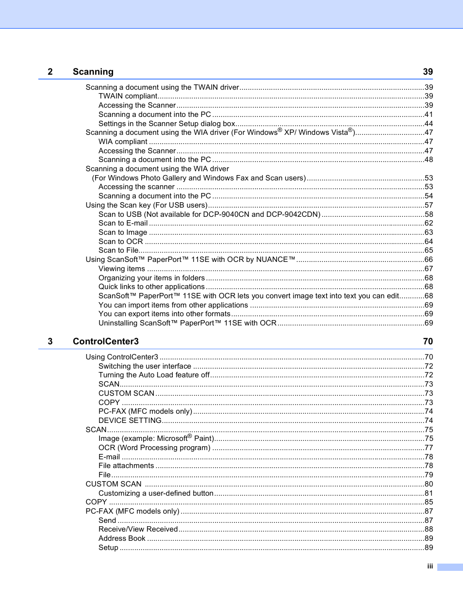 Brother DCP 9040CN User Manual | Page 4 / 225