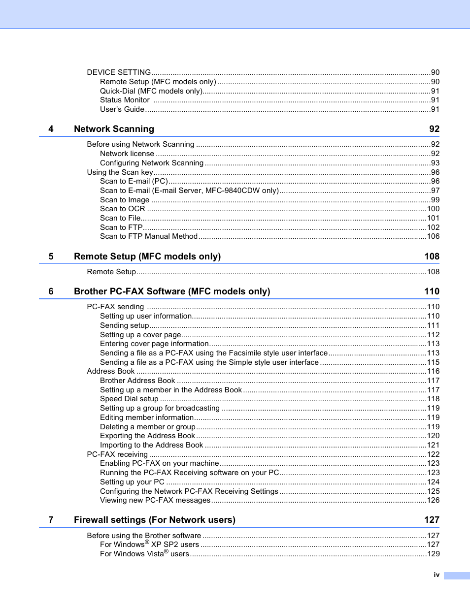 Brother DCP 9040CN User Manual | Page 5 / 225