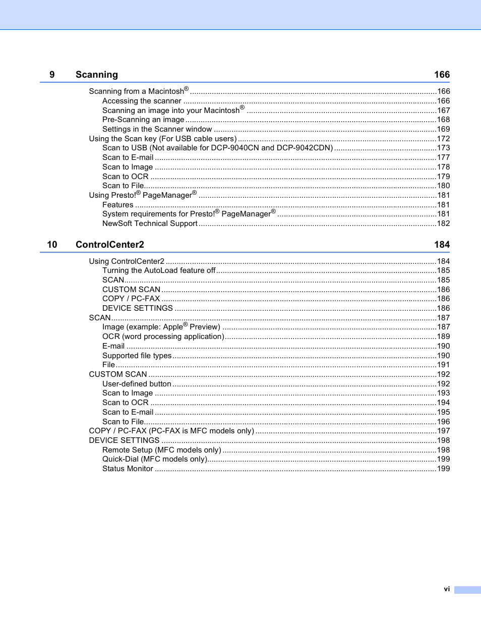 Brother DCP 9040CN User Manual | Page 7 / 225