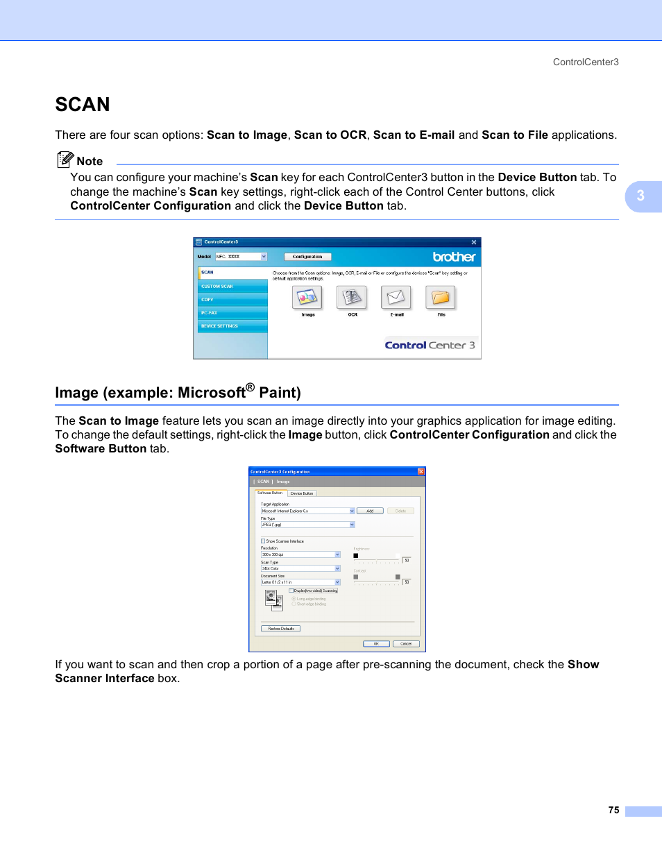 Scan, Image (example: microsoft® paint), Image (example: microsoft | Paint) | Brother DCP 9040CN User Manual | Page 83 / 225