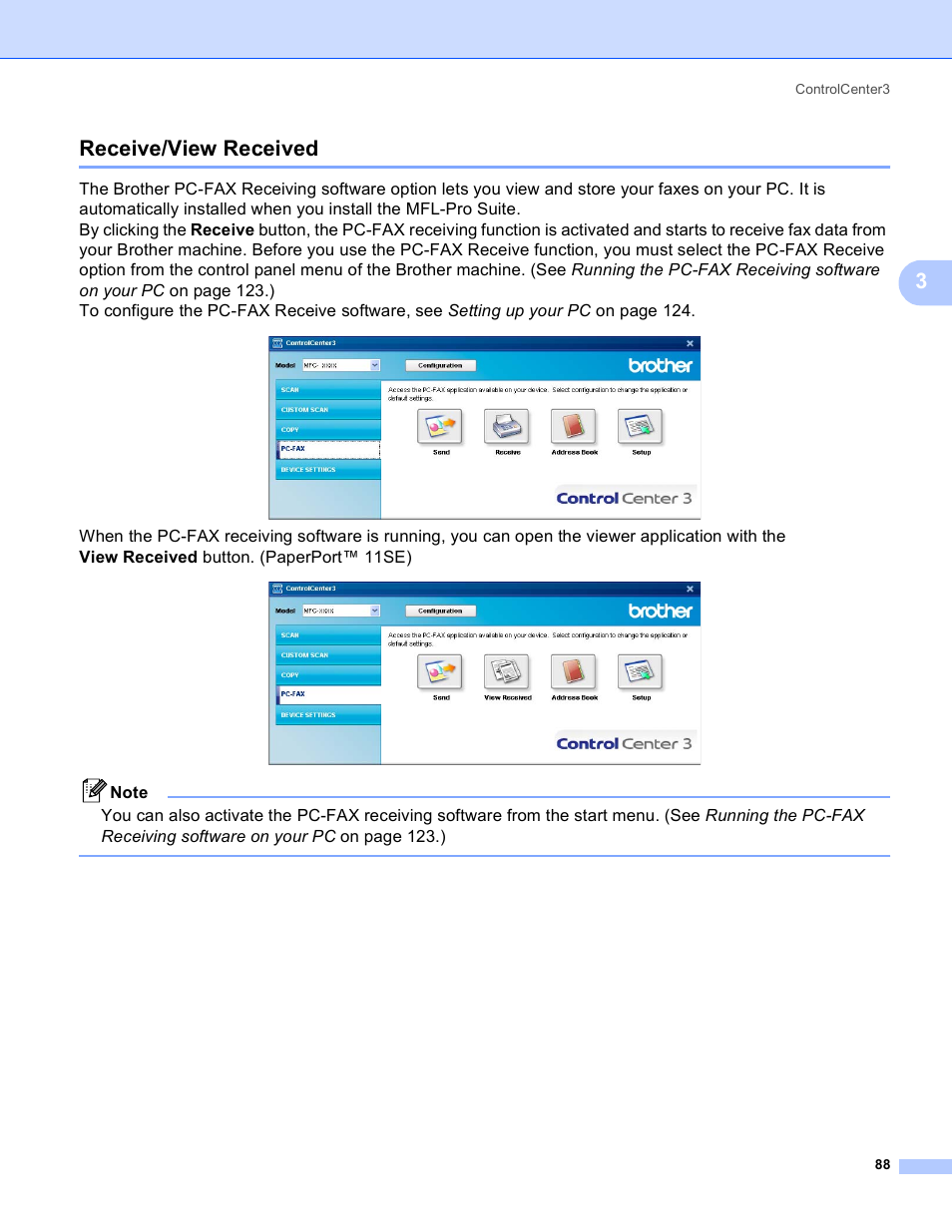 Receive/view received, 3receive/view received | Brother DCP 9040CN User Manual | Page 96 / 225