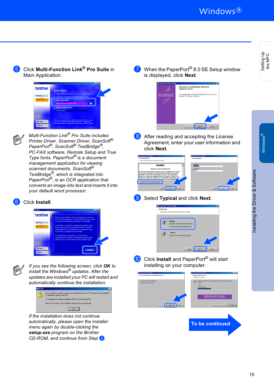 0 click multi-function link® pro suite in, Windows | Brother MFC-4820C User Manual | Page 16 / 28