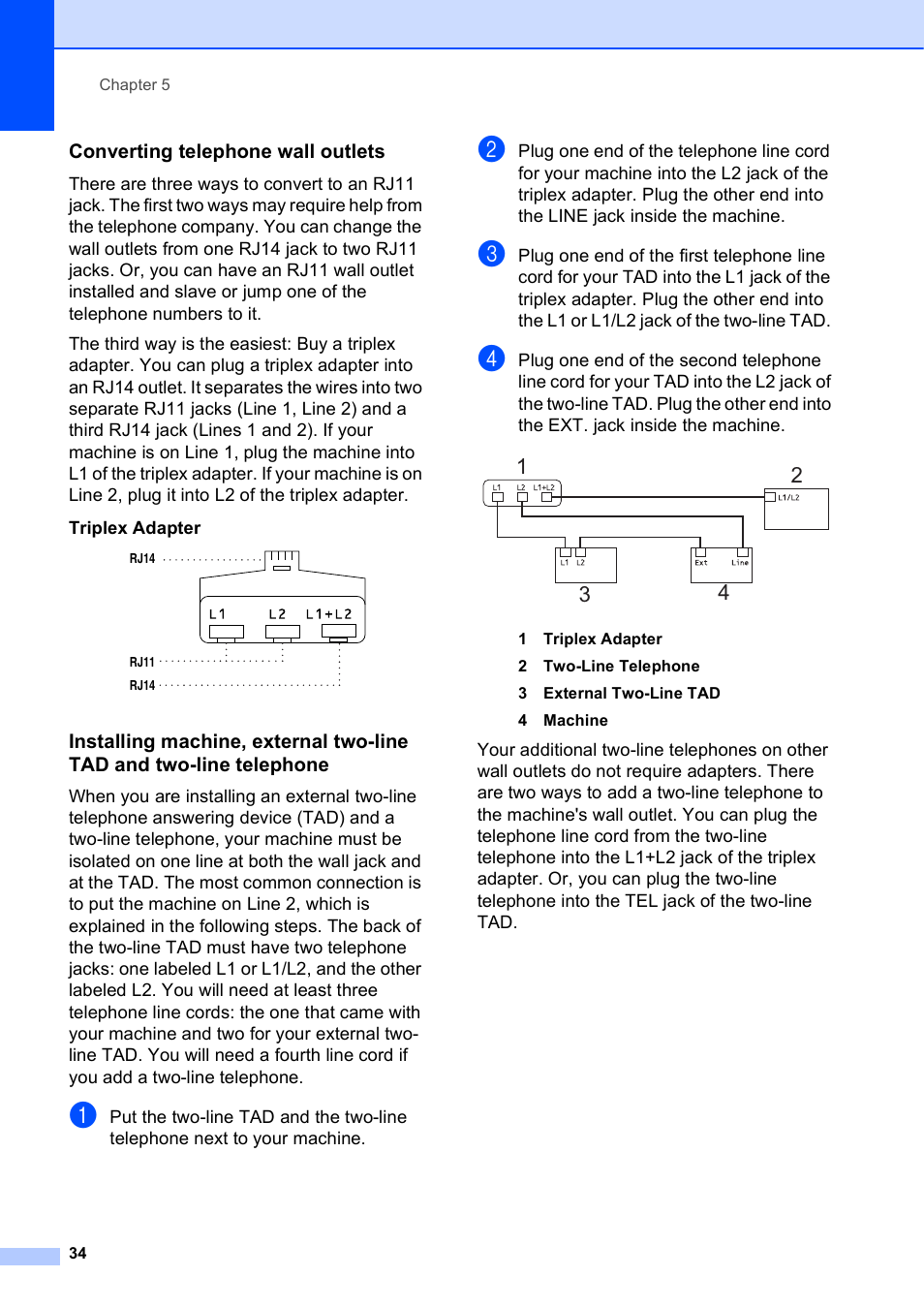 Converting telephone wall outlets | Brother MFC-J6720DW User Manual | Page 40 / 101