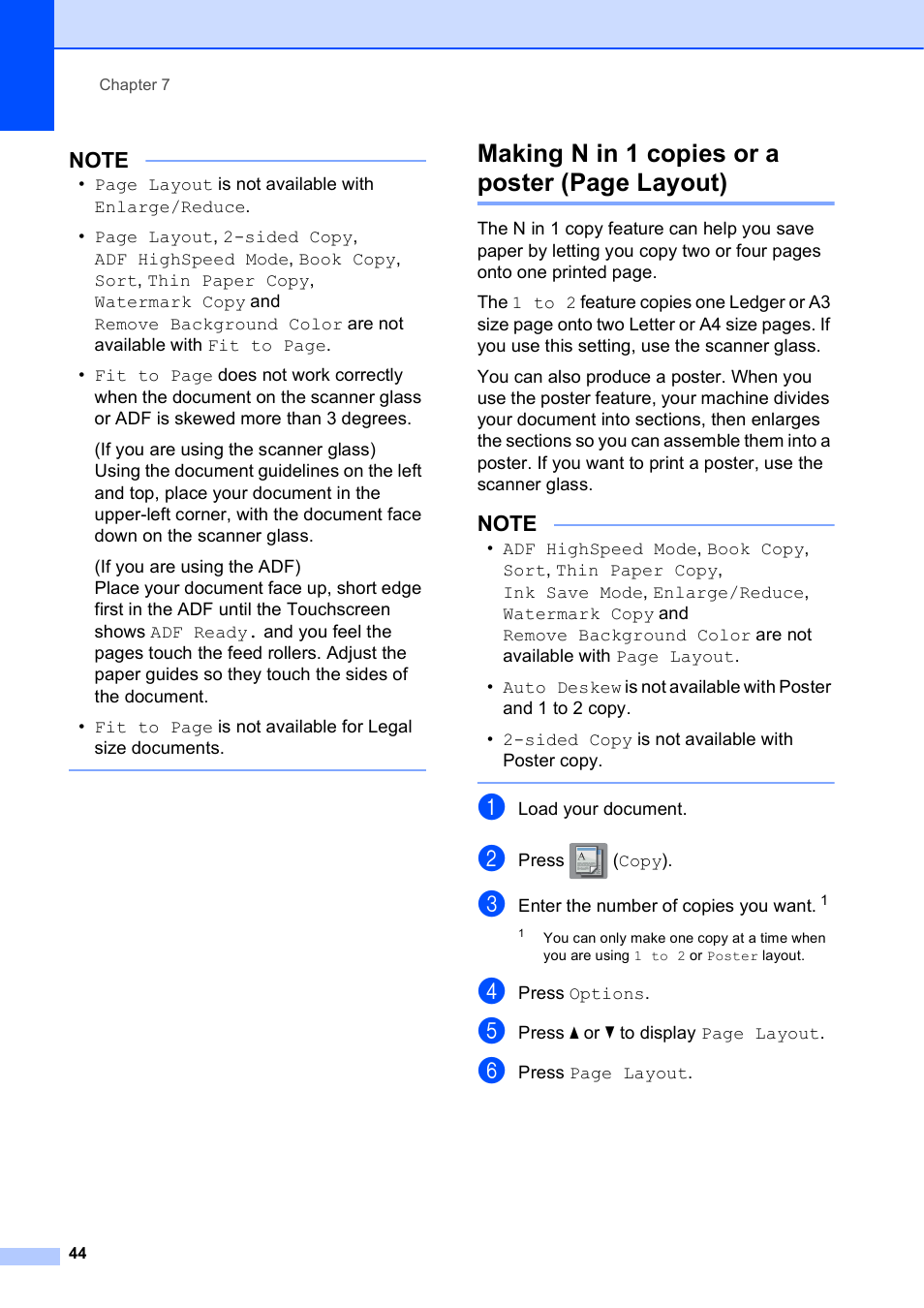 Making n in 1 copies or a poster (page layout) | Brother MFC-J6720DW User Manual | Page 50 / 101