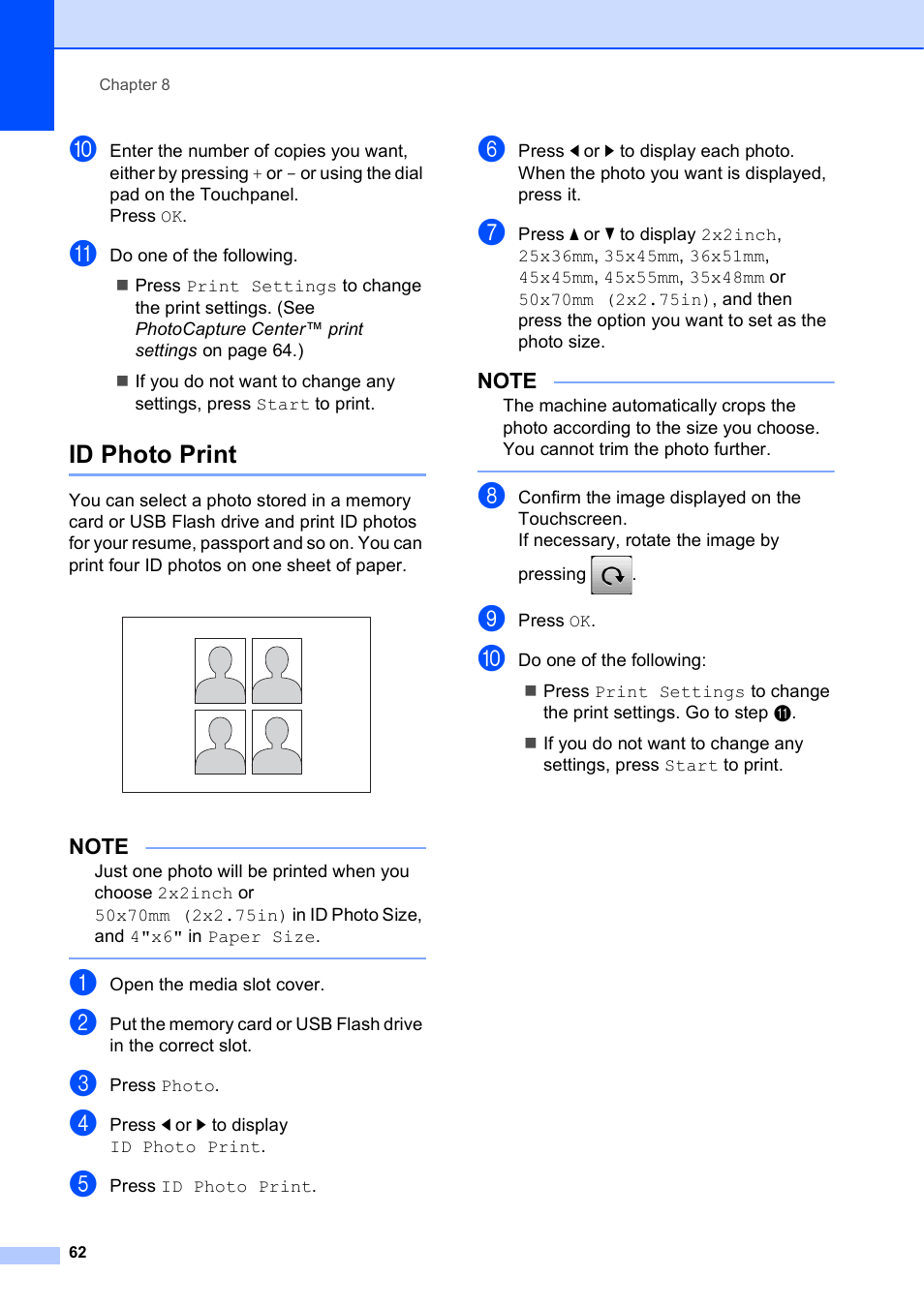 Id photo print | Brother MFC-J6720DW User Manual | Page 68 / 101