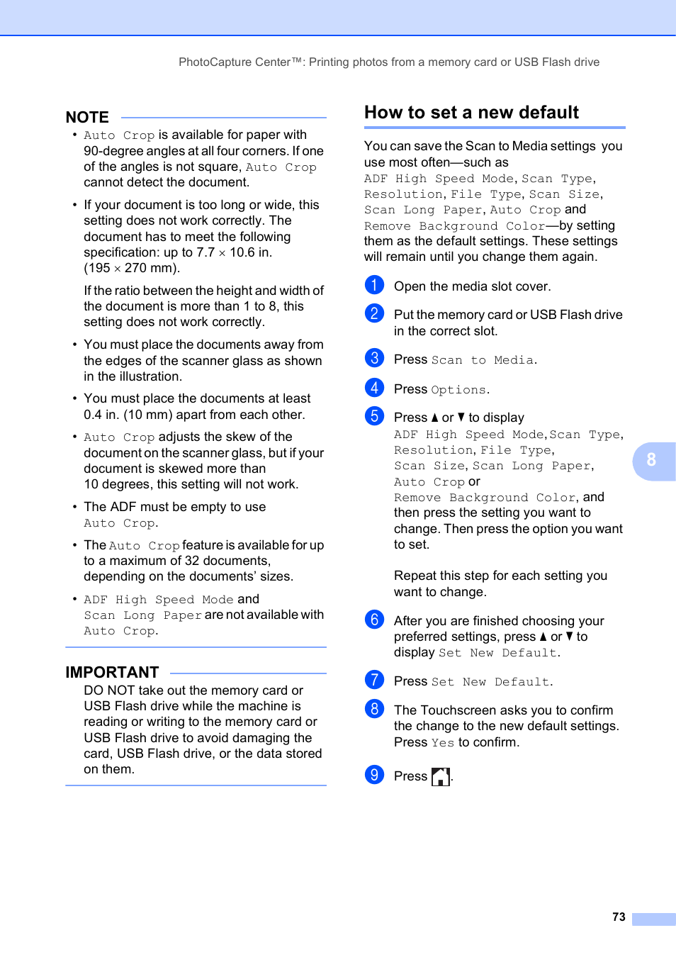 How to set a new default | Brother MFC-J6720DW User Manual | Page 79 / 101