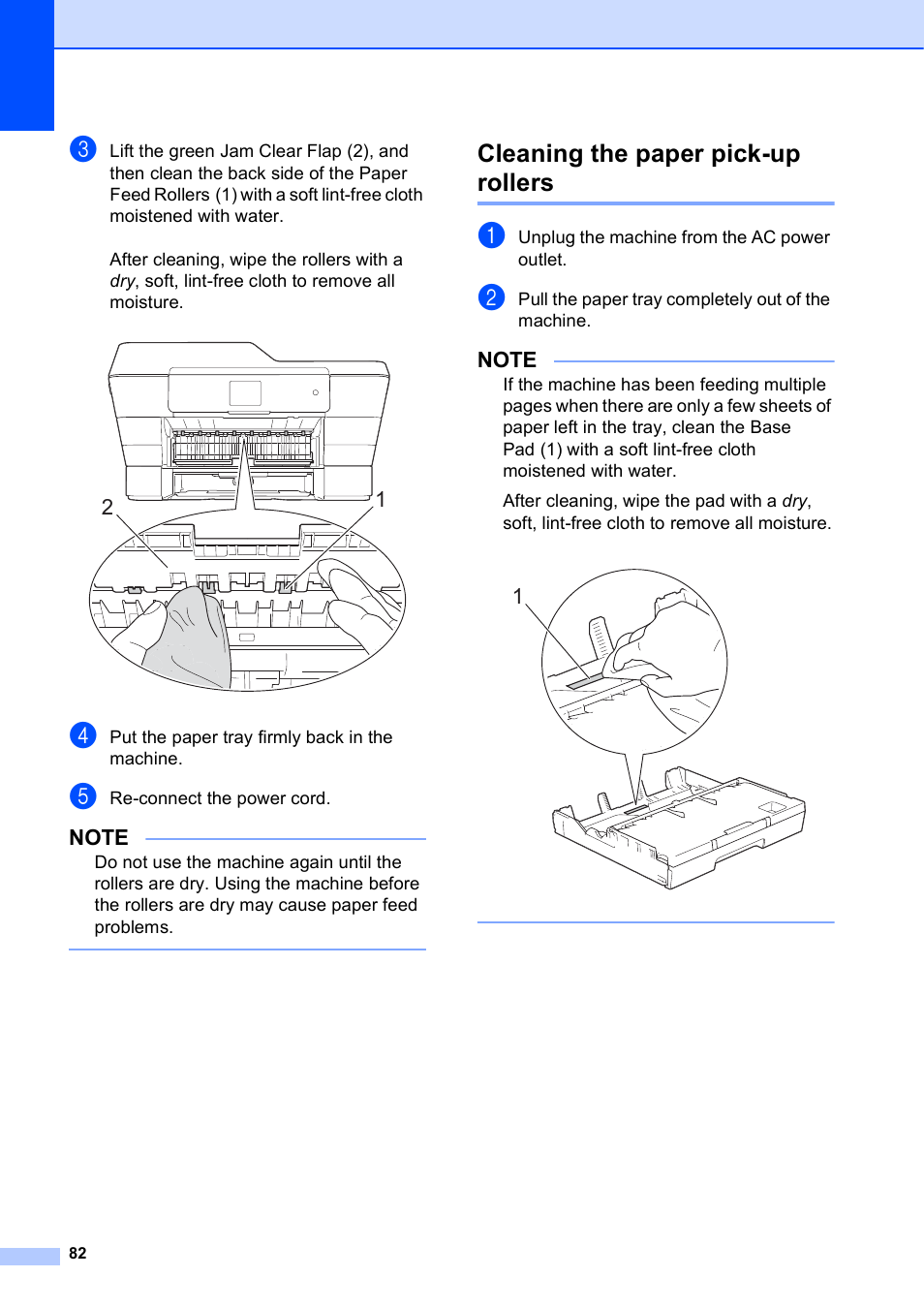 Cleaning the paper pick-up rollers | Brother MFC-J6720DW User Manual | Page 88 / 101