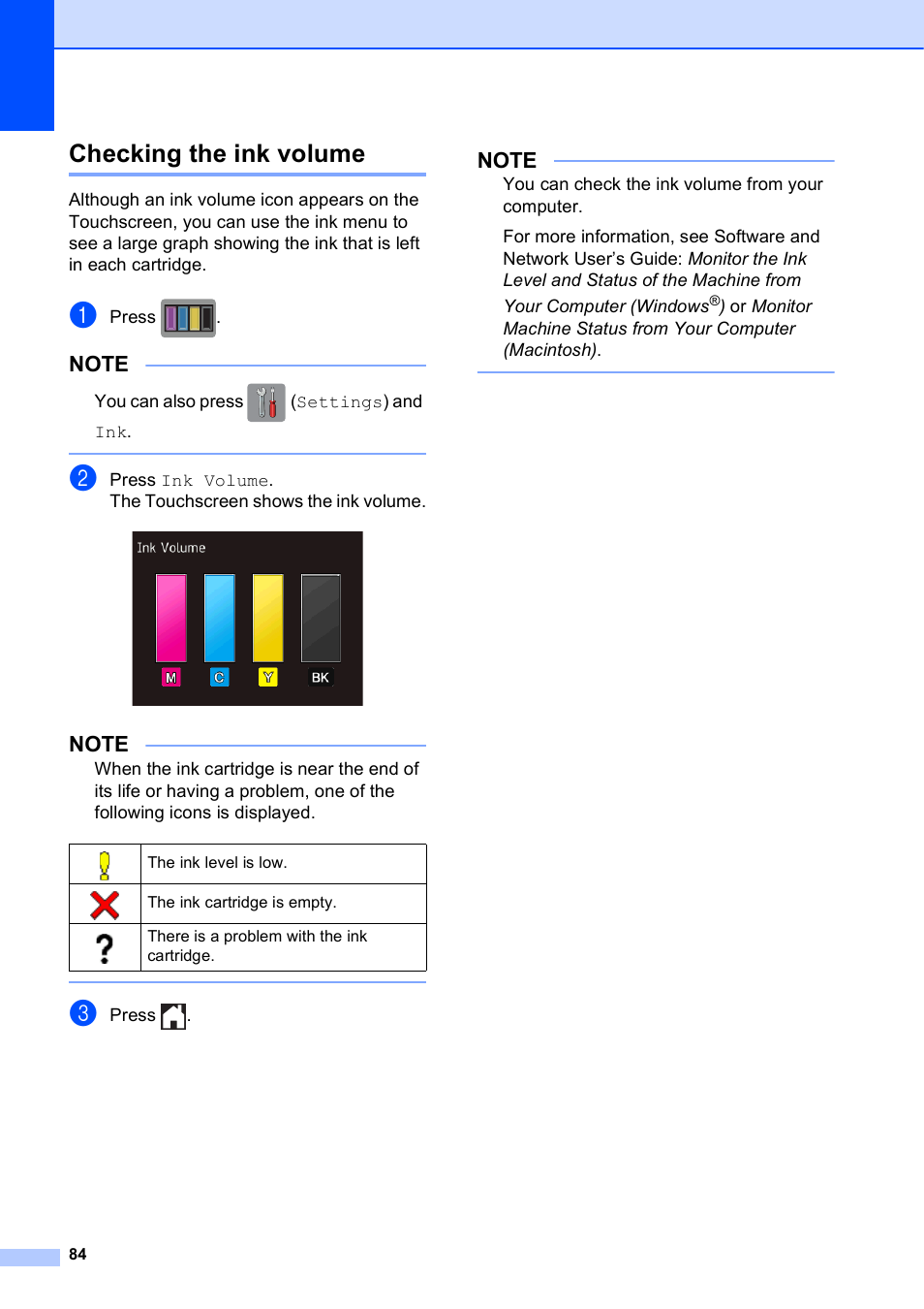 Checking the ink volume | Brother MFC-J6720DW User Manual | Page 90 / 101