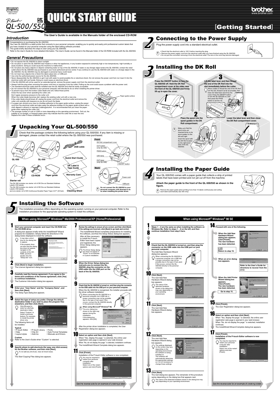 Brother QL-500 User Manual | 2 pages