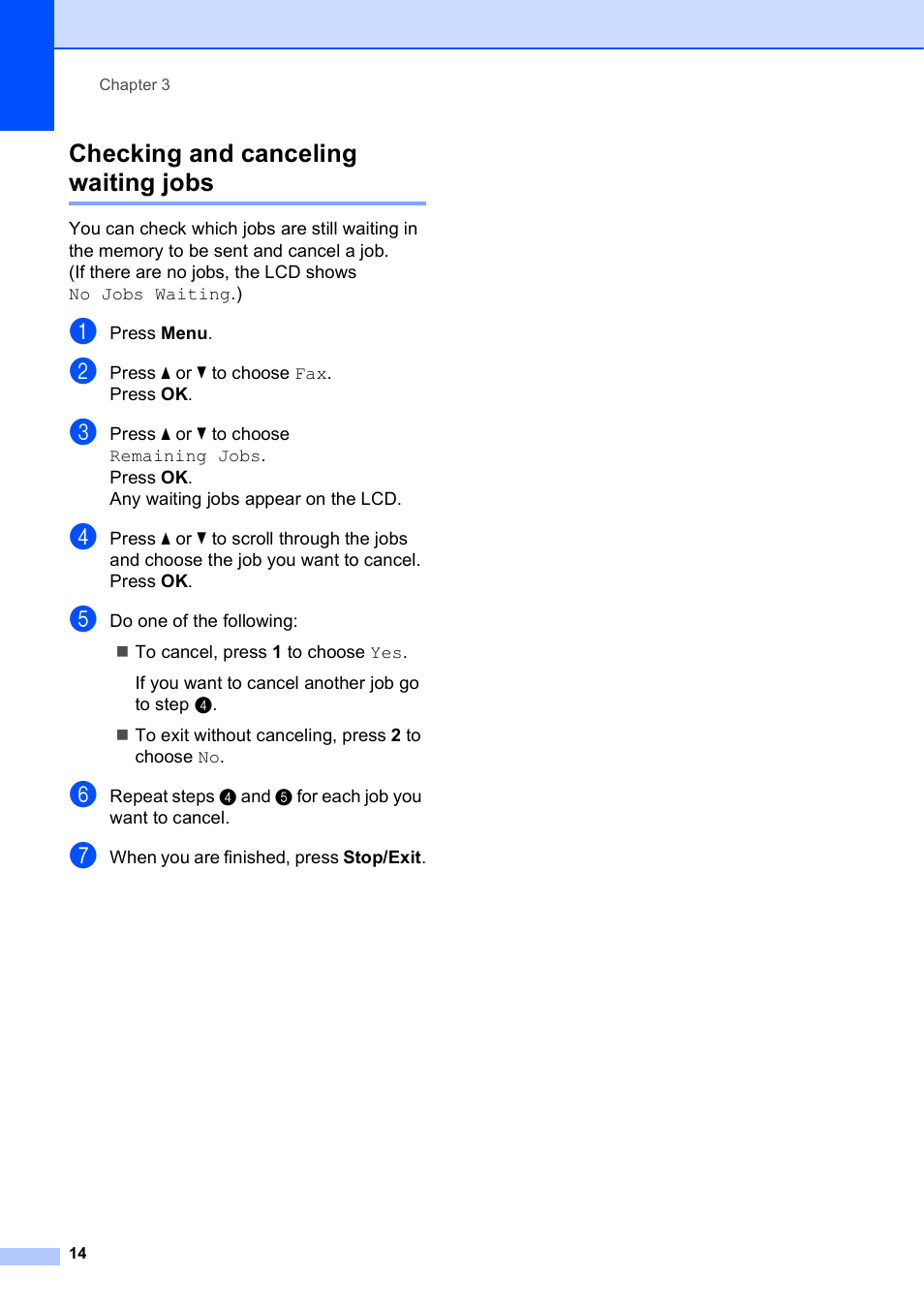 Checking and canceling waiting jobs | Brother MFC-J470DW User Manual | Page 20 / 57