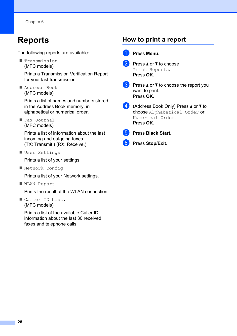 Reports, How to print a report | Brother MFC-J470DW User Manual | Page 34 / 57