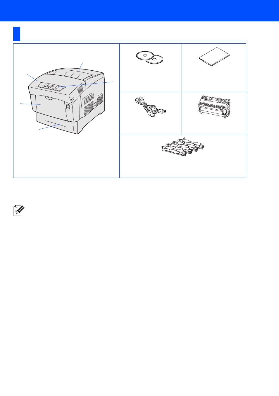 Getting started, Carton components | Brother HL-4200CN User Manual | Page 10 / 41