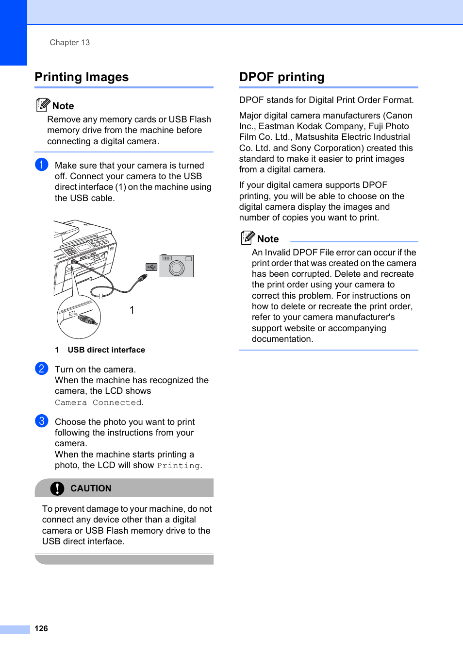 Printing images, Dpof printing, Printing images dpof printing | Brother MFC-5890CN User Manual | Page 142 / 247