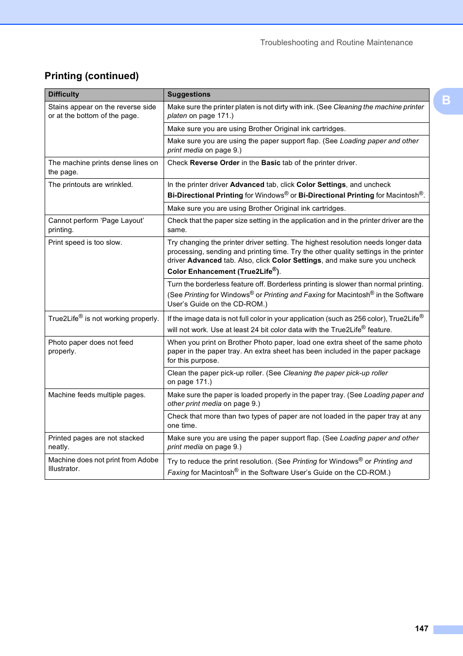 Printing (continued) | Brother MFC-5890CN User Manual | Page 163 / 247