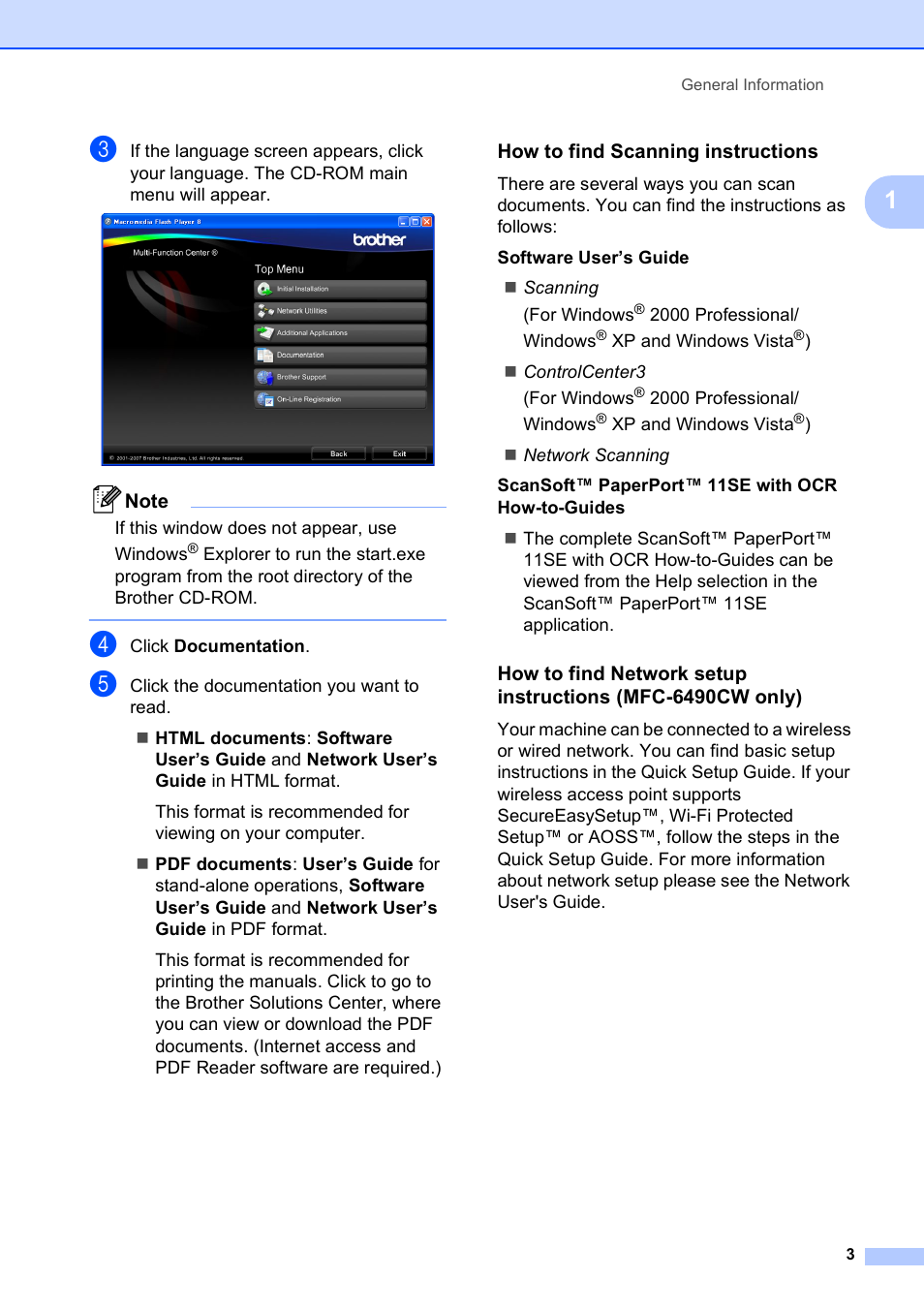 How to find scanning instructions | Brother MFC-5890CN User Manual | Page 19 / 247