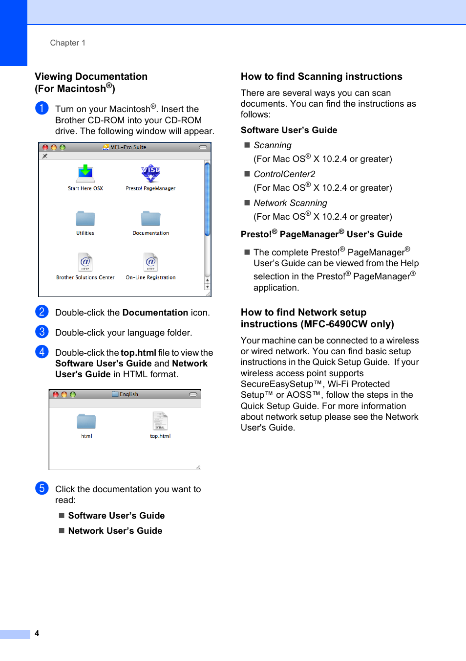 Viewing documentation (for macintosh®), How to find scanning instructions | Brother MFC-5890CN User Manual | Page 20 / 247