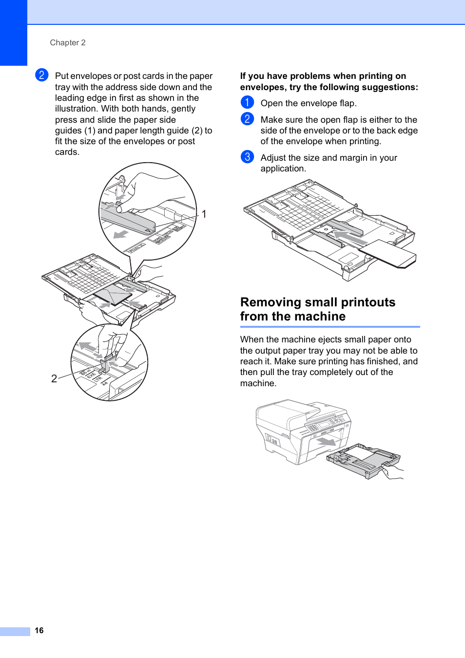 Removing small printouts from the machine | Brother MFC-5890CN User Manual | Page 32 / 247