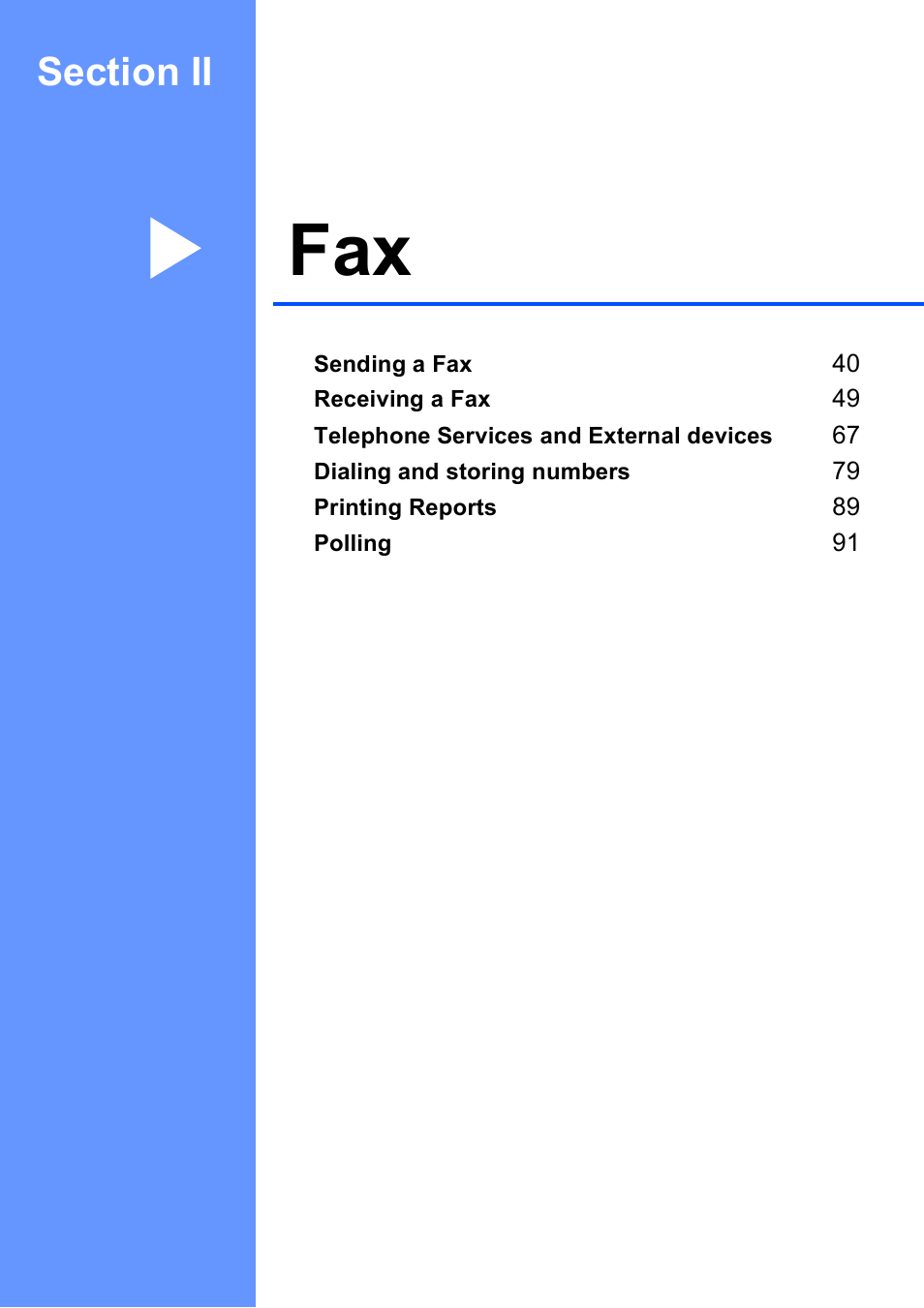 Section ii: fax, Section ii fax | Brother MFC-5890CN User Manual | Page 55 / 247