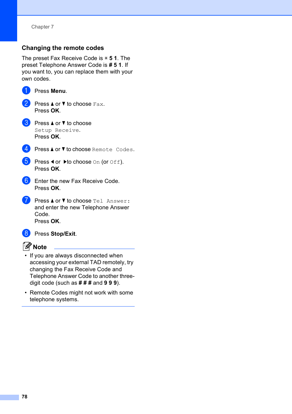 Changing the remote codes | Brother MFC-5890CN User Manual | Page 94 / 247