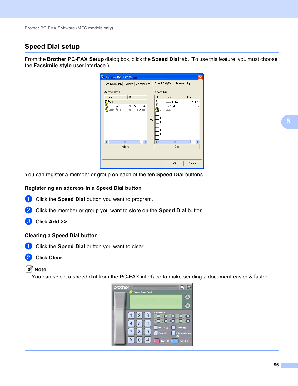 Speed dial setup, 5speed dial setup | Brother MFC-495CW User Manual | Page 103 / 198