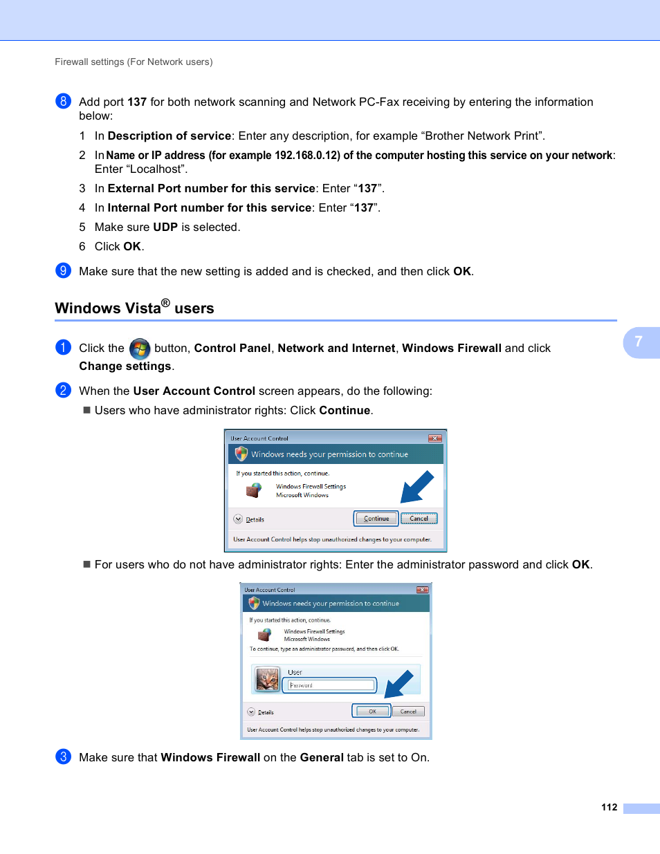 Windows vista® users, Windows vista, Users | Brother MFC-495CW User Manual | Page 119 / 198