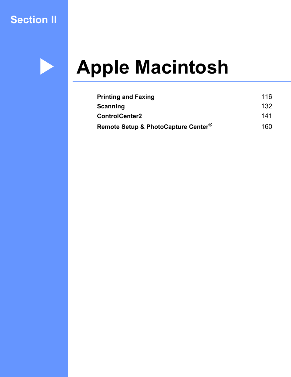 Apple macintosh, Section ii apple macintosh | Brother MFC-495CW User Manual | Page 122 / 198