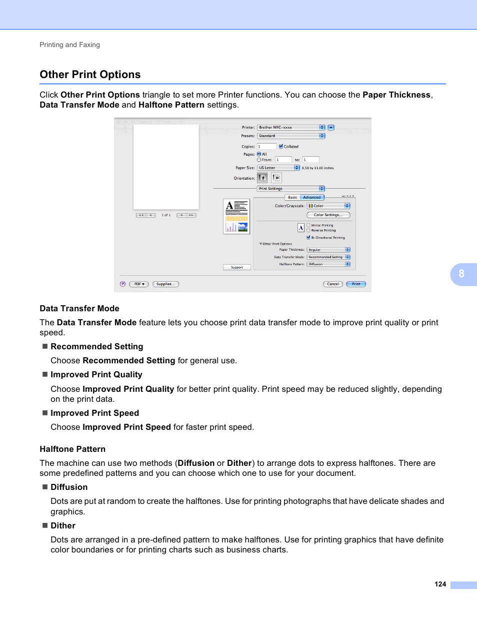 Other print options, 8other print options | Brother MFC-495CW User Manual | Page 131 / 198