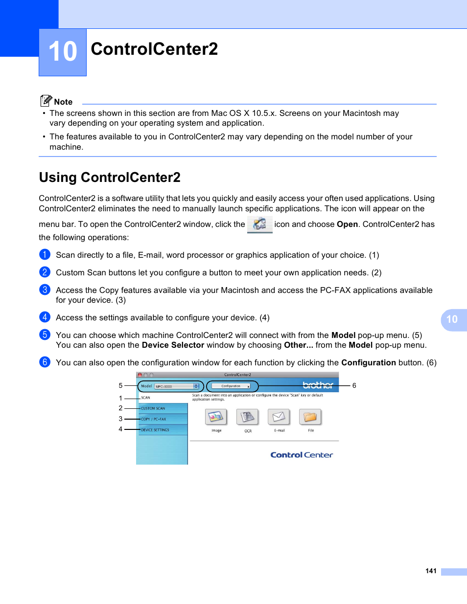 10 controlcenter2, Using controlcenter2, Controlcenter2 | Brother MFC-495CW User Manual | Page 148 / 198