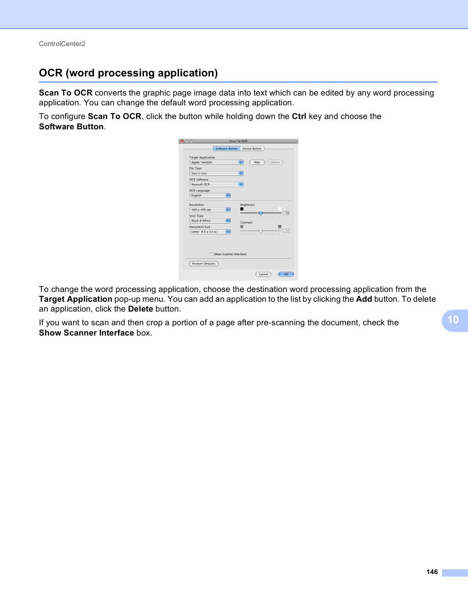 Ocr (word processing application), 10 ocr (word processing application) | Brother MFC-495CW User Manual | Page 153 / 198