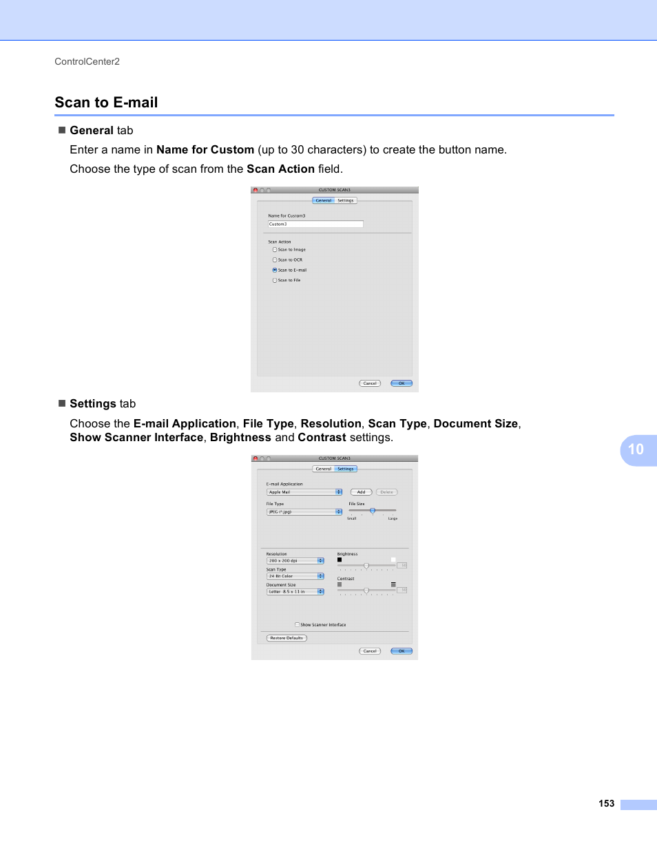 Scan to e-mail, 10 scan to e-mail | Brother MFC-495CW User Manual | Page 160 / 198