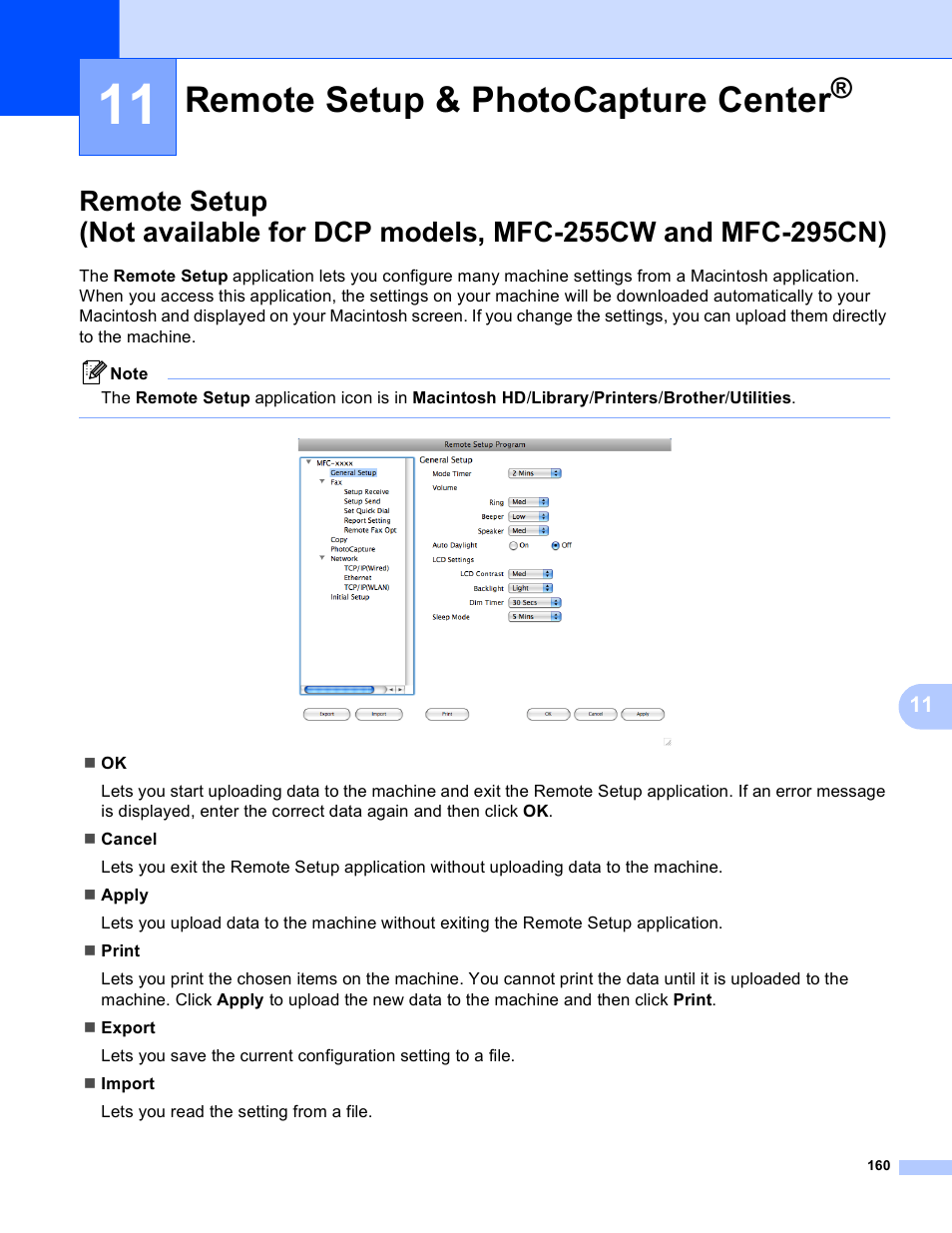 11 remote setup & photocapture center, Remote setup & photocapture center | Brother MFC-495CW User Manual | Page 167 / 198