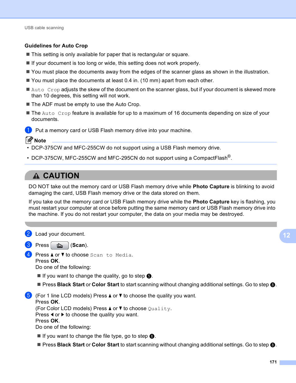Caution | Brother MFC-495CW User Manual | Page 178 / 198