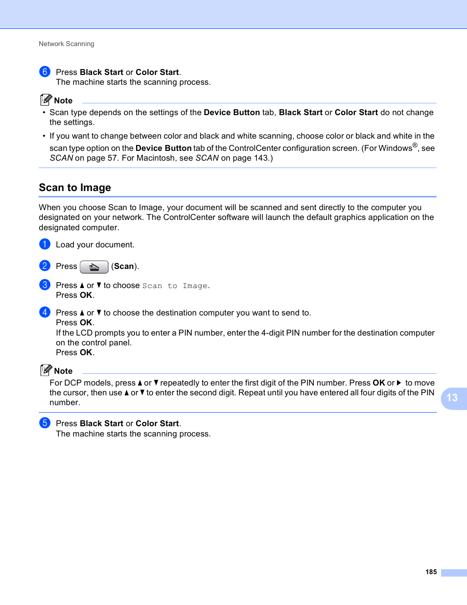 Scan to image | Brother MFC-495CW User Manual | Page 192 / 198