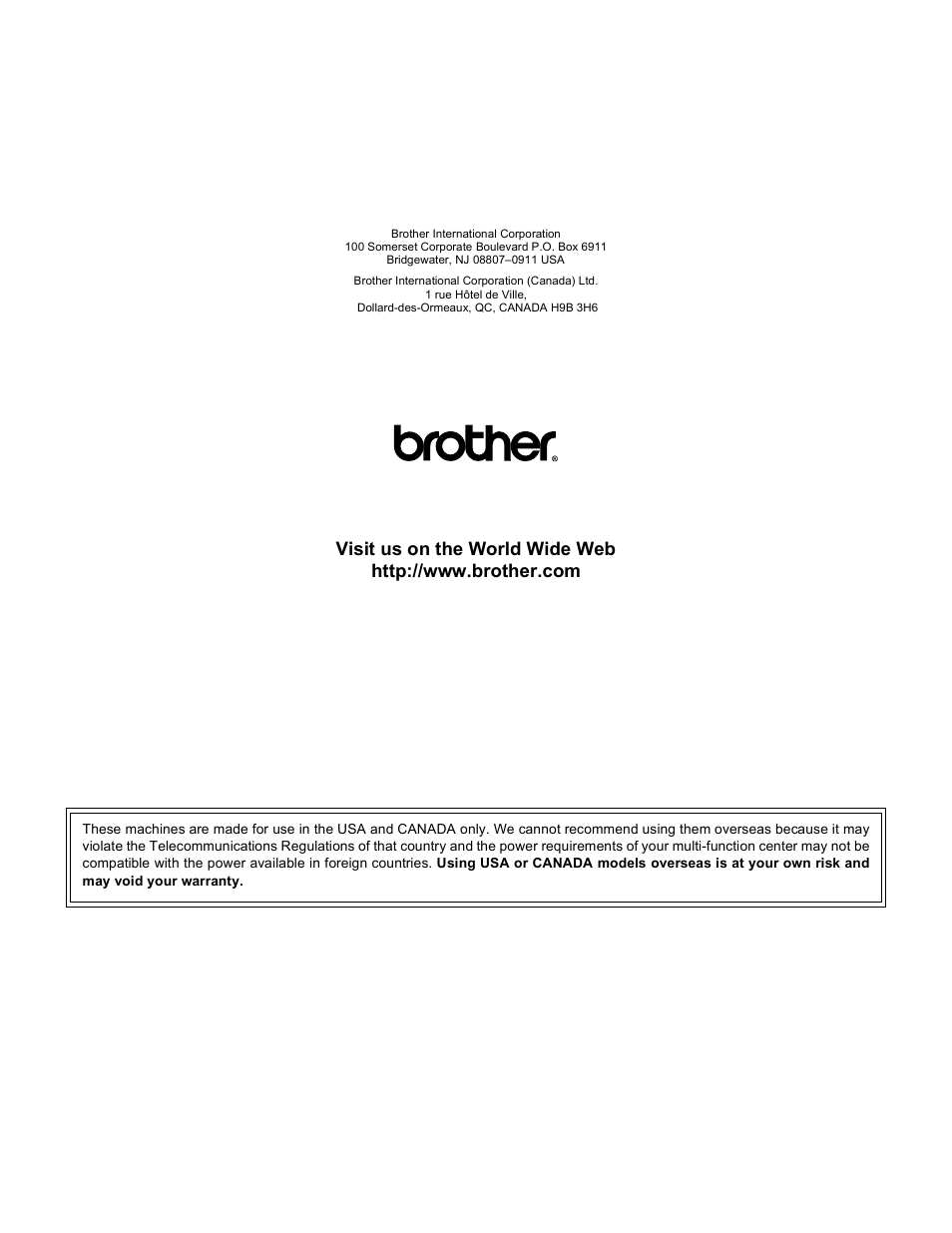 Brother usa | Brother MFC-495CW User Manual | Page 198 / 198