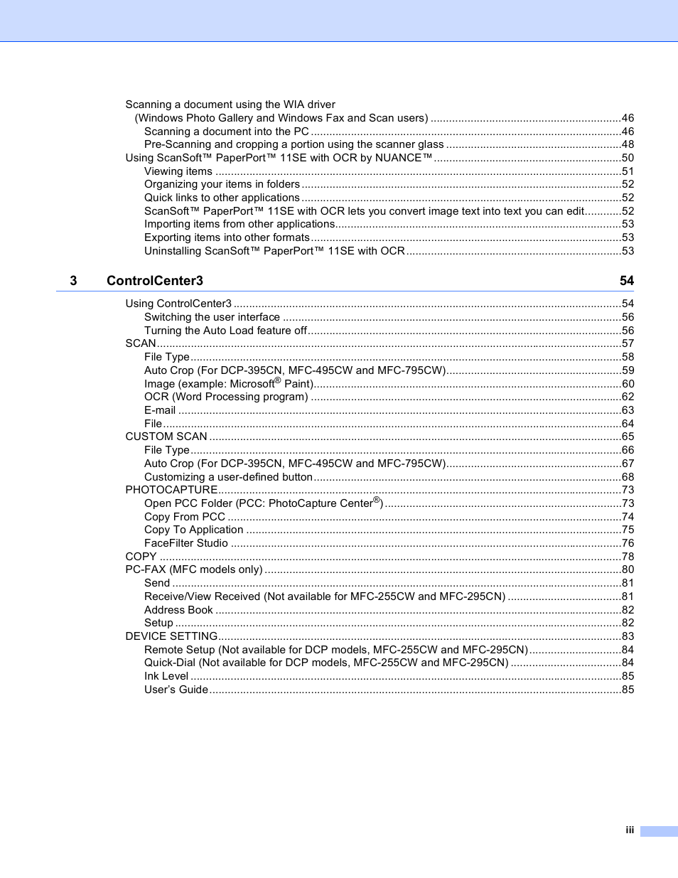 Brother MFC-495CW User Manual | Page 4 / 198