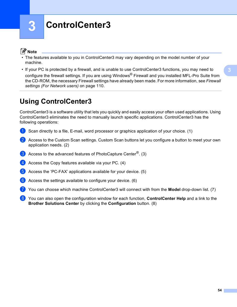 3 controlcenter3, Using controlcenter3, Controlcenter3 | Brother MFC-495CW User Manual | Page 61 / 198