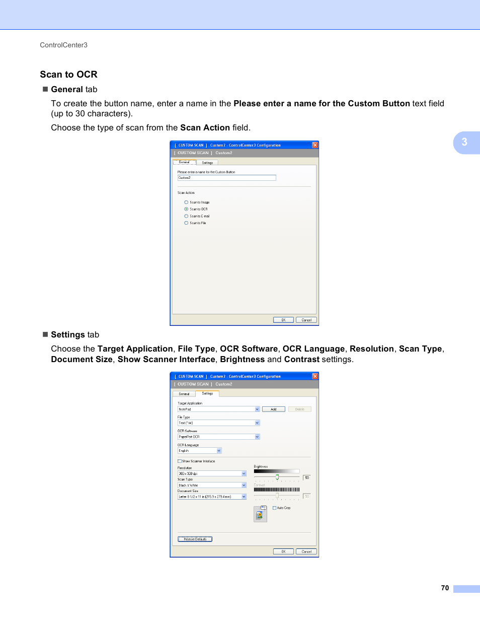 Scan to ocr | Brother MFC-495CW User Manual | Page 77 / 198