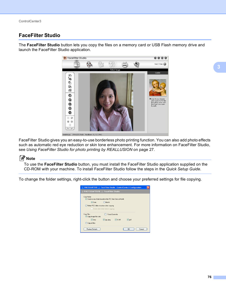 Facefilter studio, 3facefilter studio | Brother MFC-495CW User Manual | Page 83 / 198