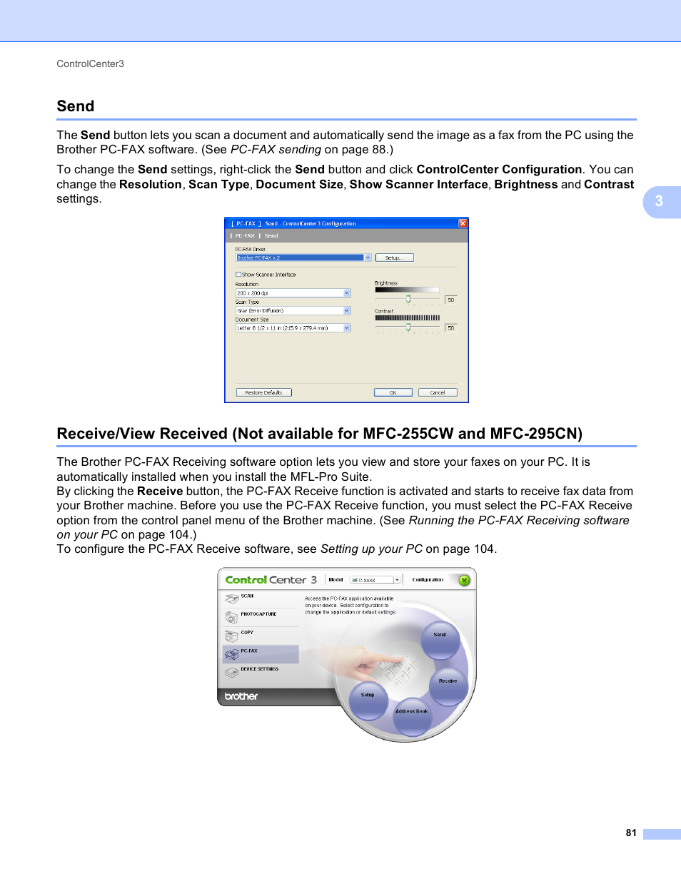 Send, 3send | Brother MFC-495CW User Manual | Page 88 / 198