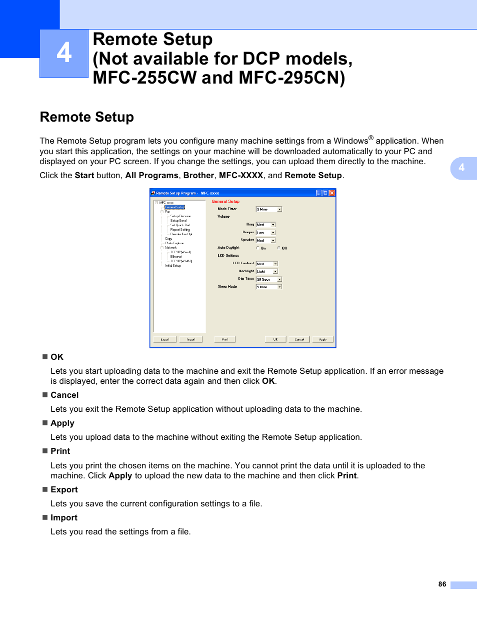 Remote setup | Brother MFC-495CW User Manual | Page 93 / 198