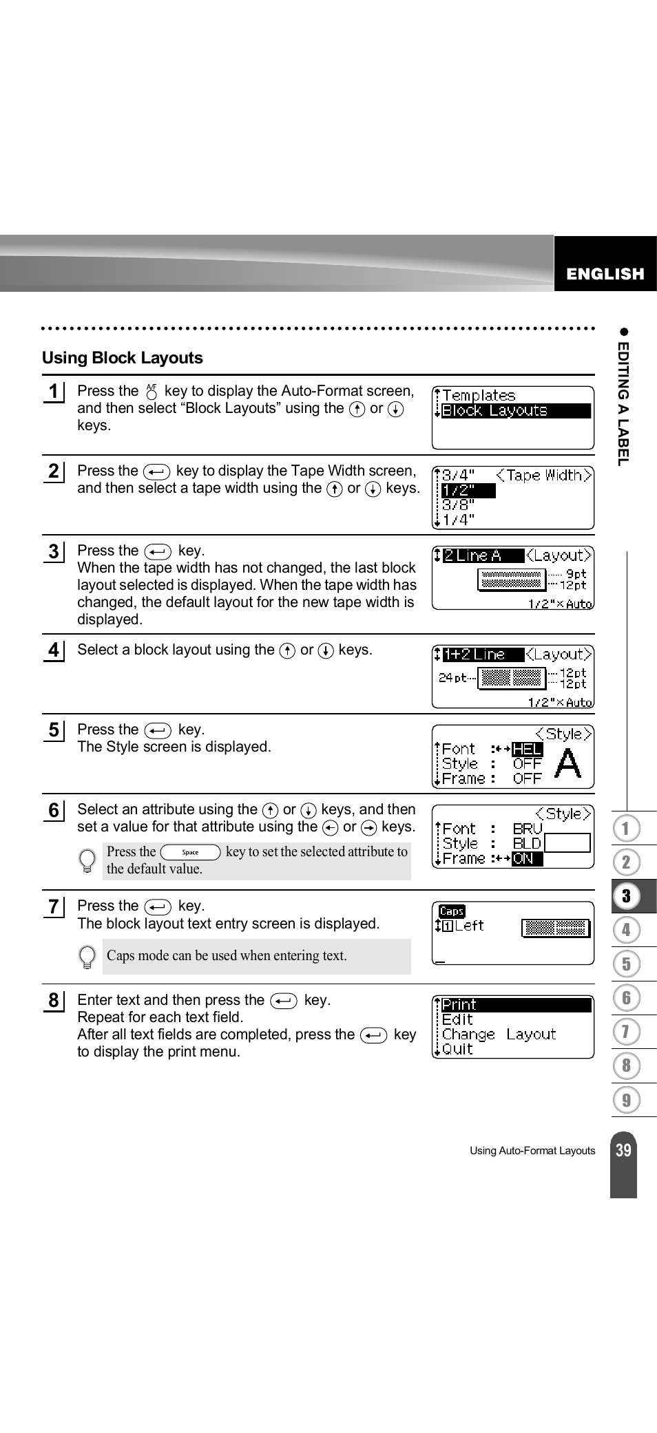 Using block layouts | Brother PT-18R User Manual | Page 45 / 71