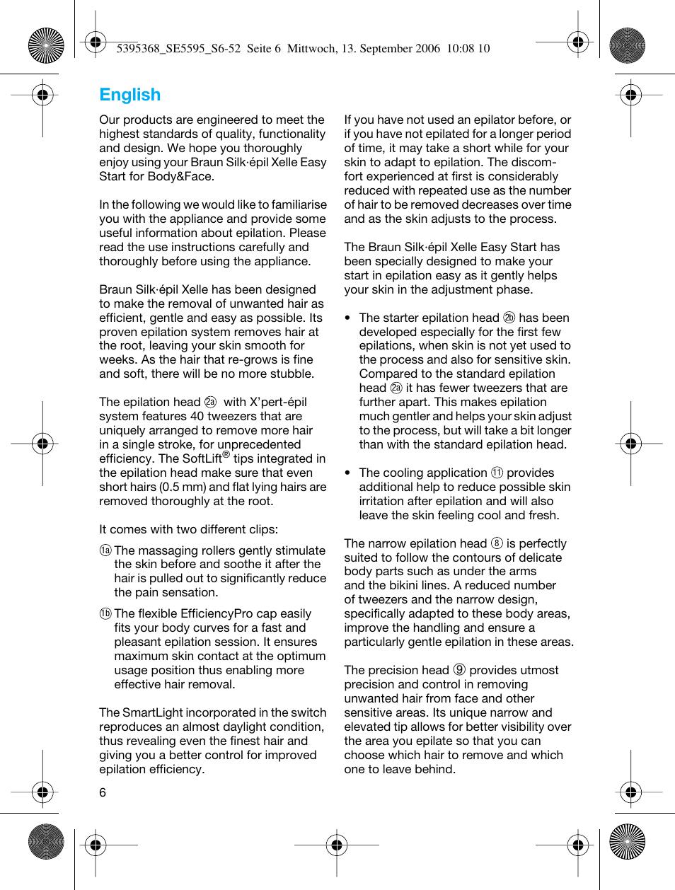 English | Braun 5595 Silk-épil Xelle User Manual | Page 5 / 48