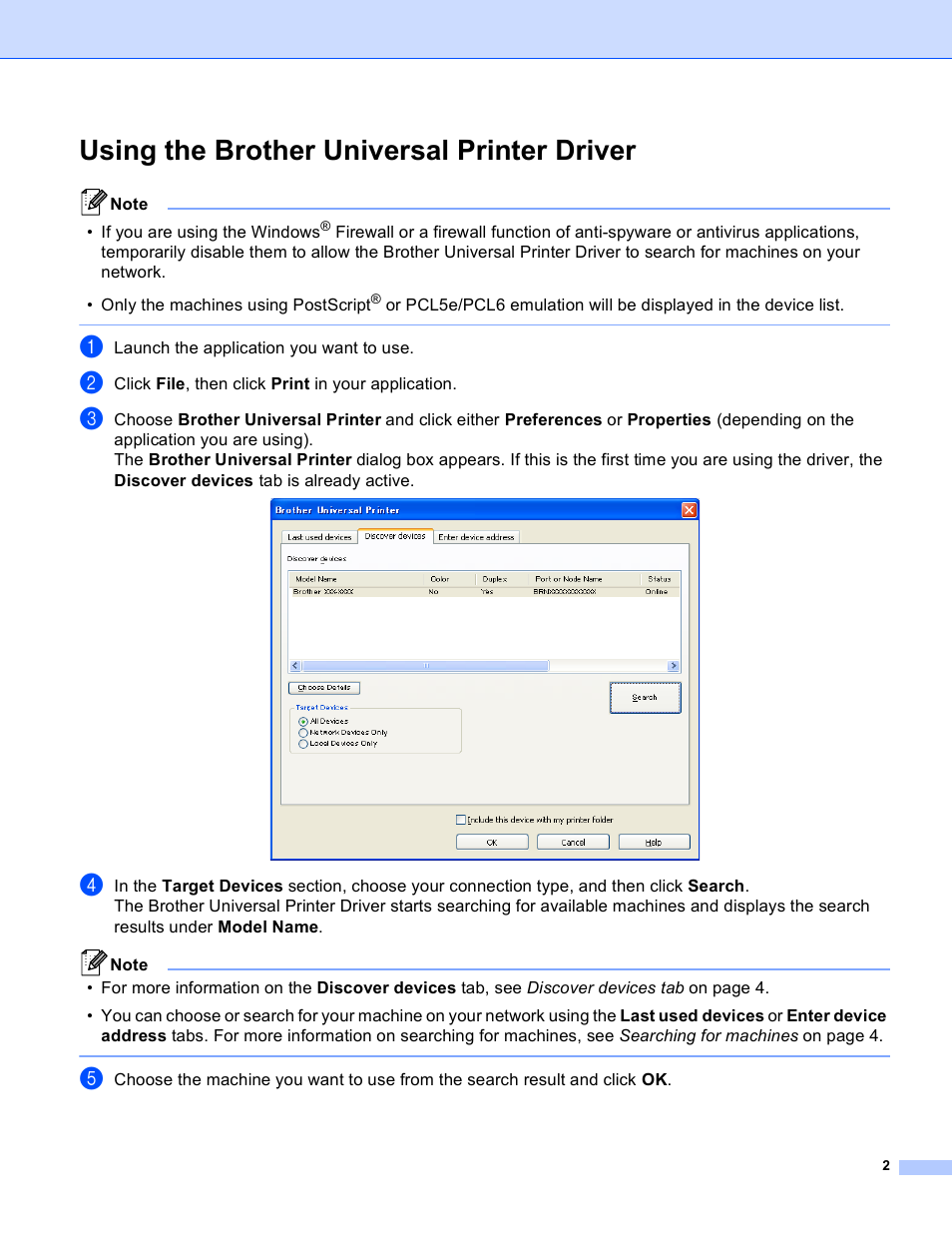 Using the brother universal printer driver | Brother Universal Printer Driver User Manual | Page 3 / 14