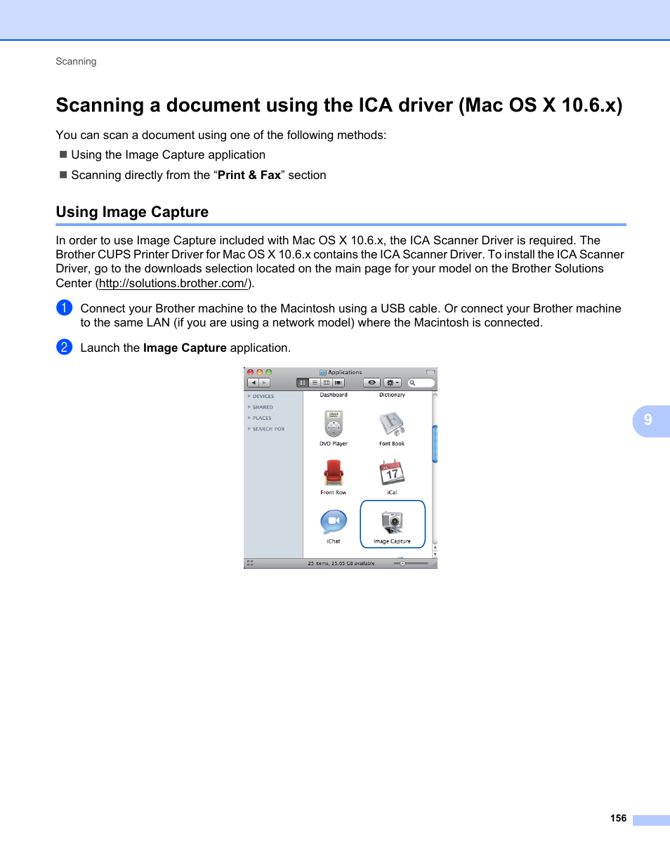 Using image capture | Brother MFC 7360N User Manual | Page 164 / 218