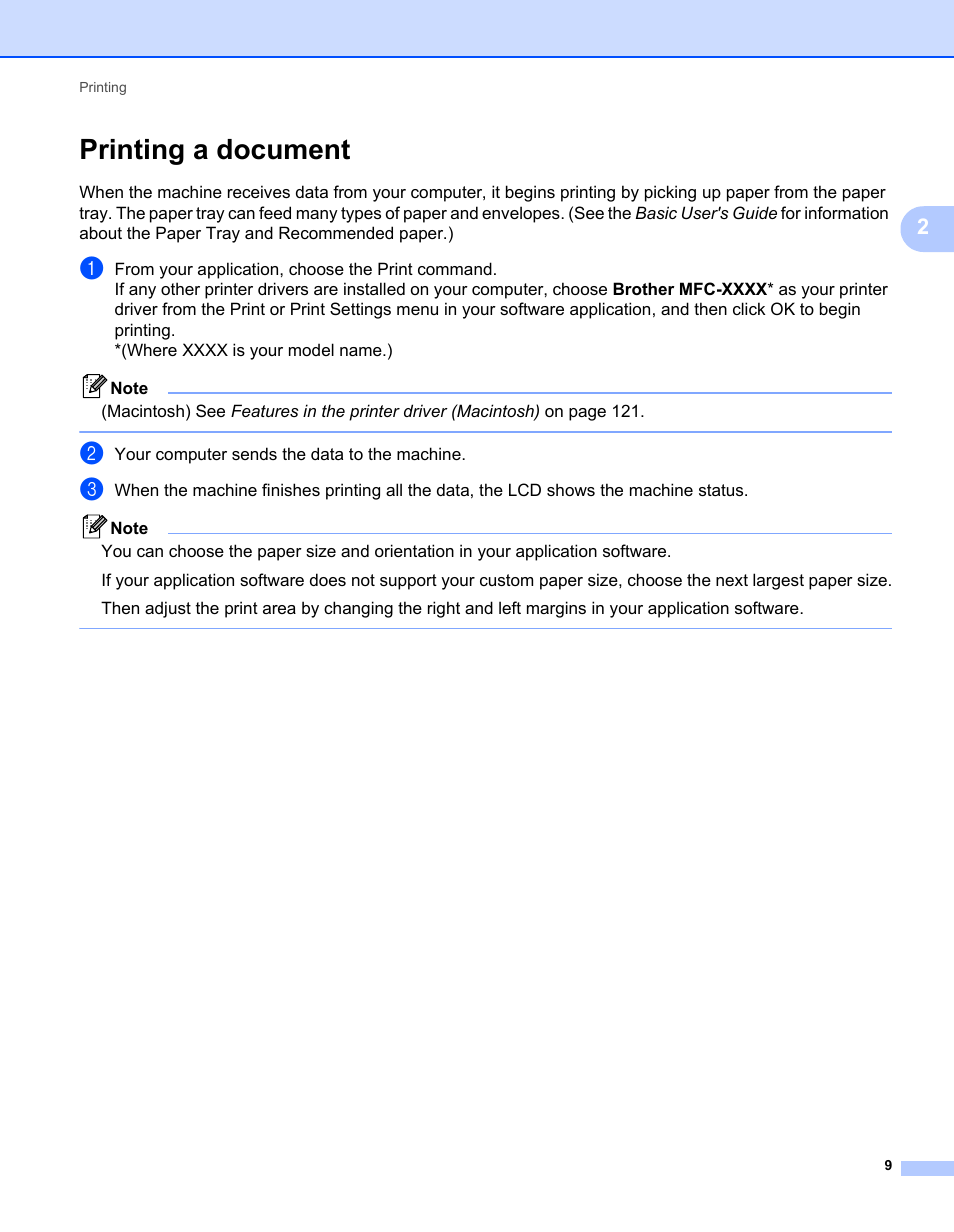 Printing a document | Brother MFC 7360N User Manual | Page 17 / 218